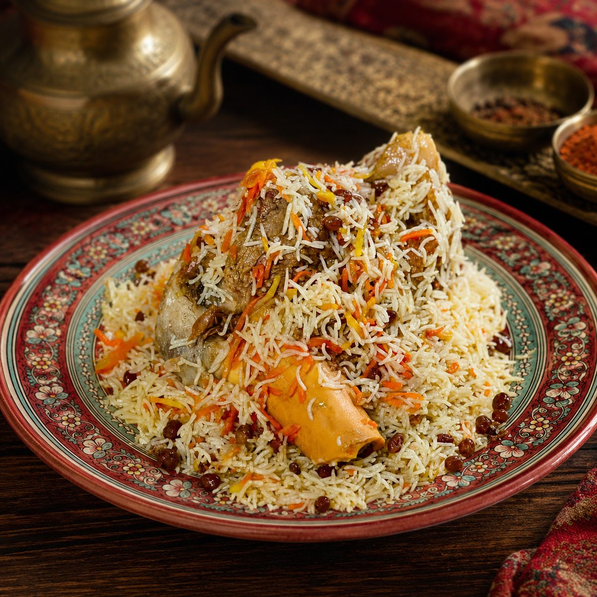 Qabeli mit Rosinen und Karotten